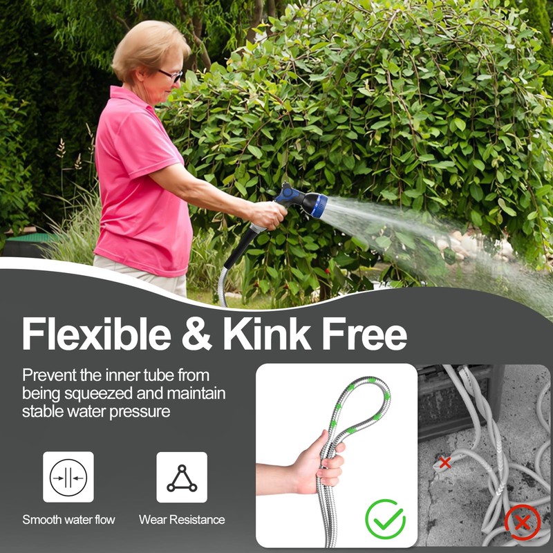 SPECILITE 100ft 304 Stainless Steel Garden Hose Metal, Heavy Duty