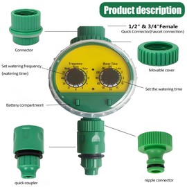 SULIVES Garden Irrigation Timer, Automatic Electronic Hose Watering Timer, Programmable Waterproof IP65 Irrigation Controller, Multi-Functional Manual Timer for Garden Lawn, Sprinkler Faucet System