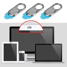 ASHATA 3pcs Metallkameraobjektiv-Kappe, Ultra dünner Kamera-Privatleben-Schutz-Abdeckungs-Webcam-Abdeckungs-Blocker-Schieber für Smartphone-Tablette-Tischplattenlaptop(Silber-)