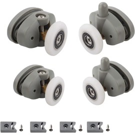 Cokritsm 4Pcs Shower Door Rollers, 25mm Sliding Shower Doors Wheels Replacement Roller Runner Wheel, Shower Door Runners Pulleys for Curved Glass Doors 4-6mm