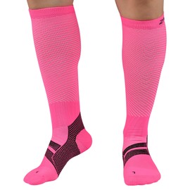 ZaTech Plantar Fasciitis Compression Socks for Men & Women, Sports Compression Socks, Thrombosis Stockings, 20-30 mmHg, Class 2, pink/black
