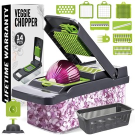 Vegetable Chopper with Container - Vegetable Dicer Chopper Vegetable Cutter Food Chopper with Container Mandoline Slicer Vegetable Cutter - Onion Chopper Dicer Veggie Chopper with Container and Lid