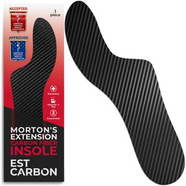 EstCarbon - Carbon Fiber Insole - 1 pc, Men 13 - Mortons Extension - Orthotic Insole - Rigid Shoe Insert - Foot Arch Support - Turf Toe Stiff Plate - FSA Eligible - Thin Sport Sole