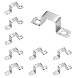 HERKINDNESS Pack of 10 Square Pipe Clamp, 304 Stainless Steel Pipe Bracket, 25 x 25 mm Pipe Bracket Wall, Square Bracket Clamp, for Fixing Water Pipes, Cable Pipes, Gas Pipes