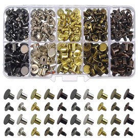 JOYIAL Leather Rivets Set, 150 Sets Chicago Binding Screws, Leather Rivets Set, 8 mm Screw Rivets, Chicago Book Screws for DIY Leather Crafts, Belts, Handbags, Garments (5 Colours)