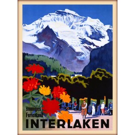 Magnet 1935 Interlaken Switzerland Swiss Alps Vintage Travel Advertisement Art Magnet