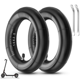 Amitor E Scooter Inner Tube 10 x 2.50 with 2 Tyre Levers, 10 Inch Inner Tube E Scooter Durable for Ninebot MAX G30D/G30D 2/G30/G30P/G30LP, 60/70-6.5 Hose Thickened with Silver Valve Straight, 2 Pieces
