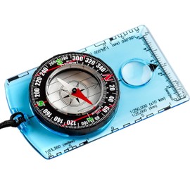 Pack of 2 Orienteering Compass Hiking-Compasses boy Scout Kids- Magnetic Gear Set Navigation map- Brujulas orientacion-Backpacking Camping Hunting Survival. (1 Compass Blue)