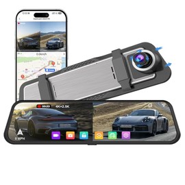 Mirror Dash Cam, Dual Channel 10" Rear View Mirror for Cars, Front 4K + Rear 2.5K with 5.8GHz WiFi, G-Sensor, Night Vision, Reverse Assist