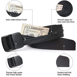FaYaCa Money Belt for Men Security Belt with Hidden Money Compartment Pocket, Cashsafe Anti-Theft Wallet Non-Metal Buckle