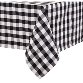 Urban Villa Tablecloth Buffalo Check Table Cloth Tabletop Cover Kitchen Dining Tablecloth 100% Cotton Great Parties Wedding Holiday Dinner Black/White Rectangle 60X84 Inches 6-8 Seats Table Cloth