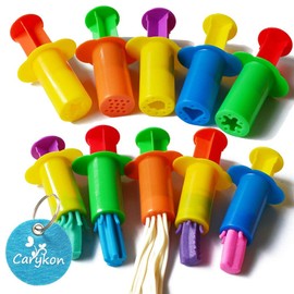 Carykon Dough Extruders Set Assorted Designs, Set of 10, 5 Patterns - Random Colors