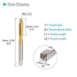 CoCud Spiral Point Taps, Metric M6 x 1 Thread, Titanium Coated High Speed Steel 6542 Screw Milling Threading Tap - (Applications: for Tapping Drilling Machine), 2-Pieces