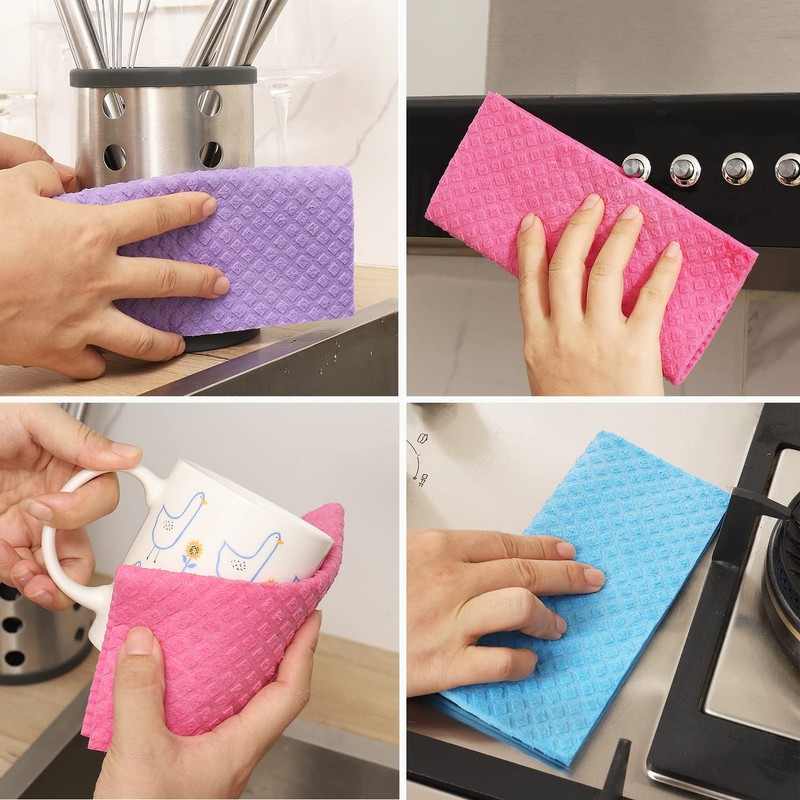 JECOLE 10 Packs Swedish Dishcloths for Kitchen, Reusable Paper Towels