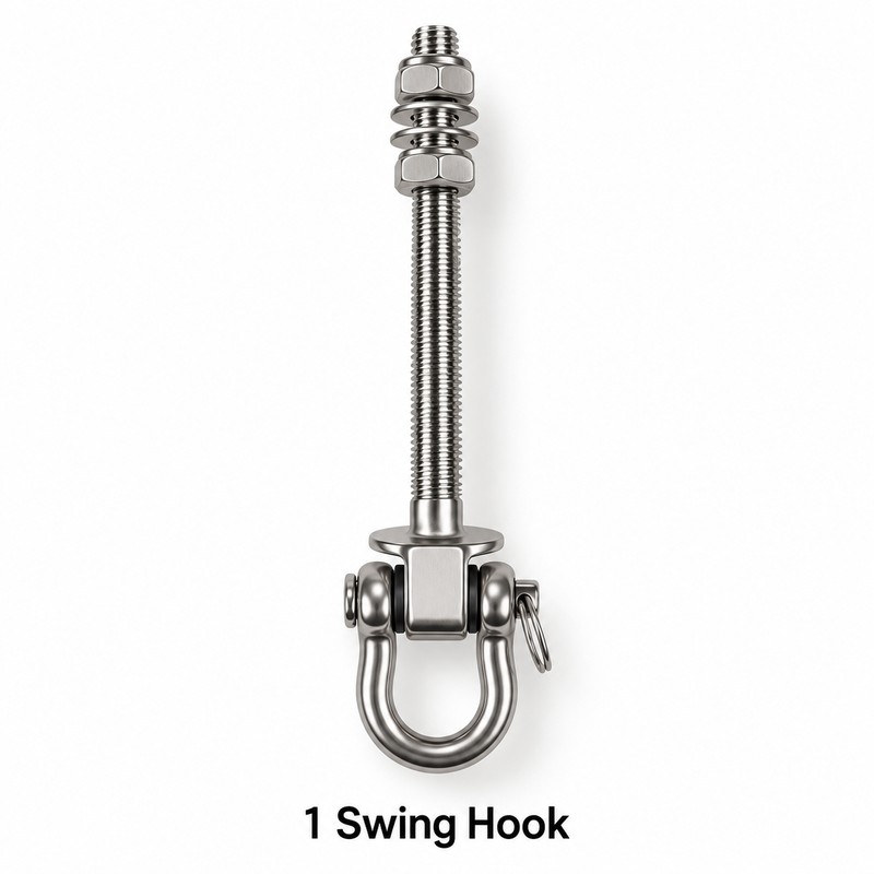 Stainless Steel Swing Hook with 5.91 Inch Threaded Shaft, Swivel