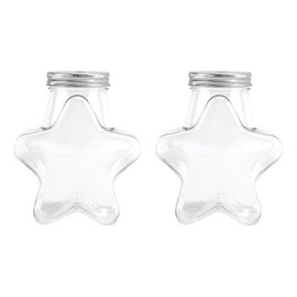 UUYYEO 2 Pcs 500ml Star Shaped Plastic Jars Paper Stars Jars Paper Star Storage Jars Valentine's Day Plastic Jars Party Favor Bottles Empty Plastic Containers with Lids