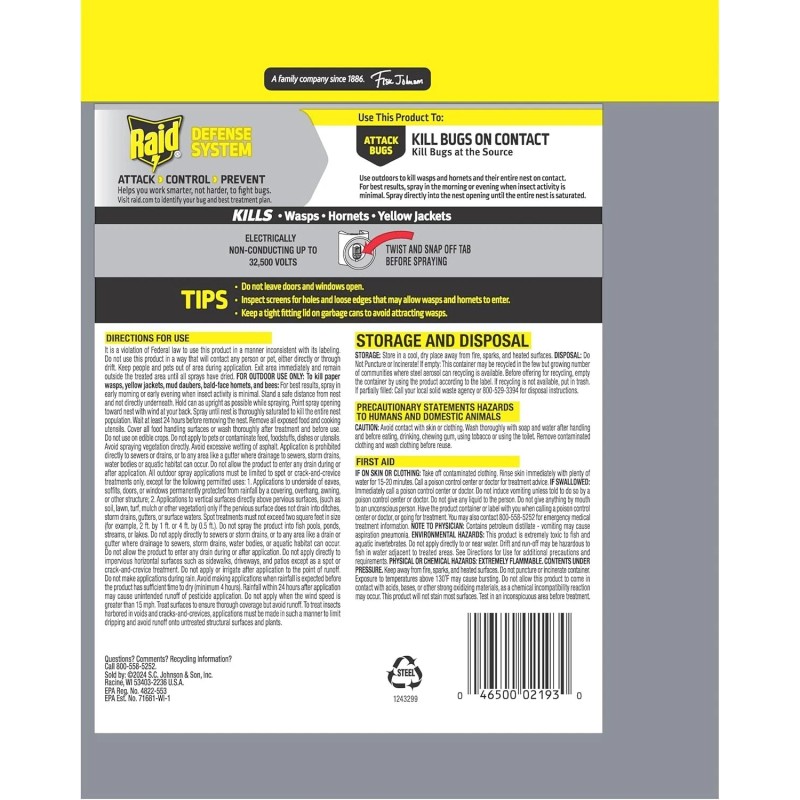 Raid Wasp & Hornet Killer Spray, Bug Killer Kills best