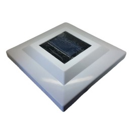 JAYXC HOME 12-Pack Outdoor 5 in. x 5 in. PVC/Vinyl Solar-Powered Contemporary Beveled Post Cap SMD Light (Off White Finish Color)