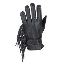 Billys Biker Gear Womens Full Finger Leather Gloves with Fringe (Size SM, Small)
