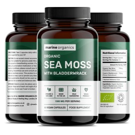 MarineOrganics Organic Sea Moss Capsules - 90 Irish Sea Moss and Bladderwrack Capsules - Iodine Tablets - UK Wild Harvested Seamoss - High Potency