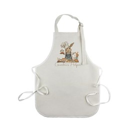 Purely Home Bunny Rabbit Childrens Apron - Grandmas Helper Cooking & Baking Kids Kitchen Gifts - Small Linen Apron with Adjustable Neck & Waist Ties