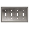 Henne Bery Sunken Pearls Decorative Wall Plate Switch Plate Outlet Cover (Quad Toggle, Heirloom Silver)