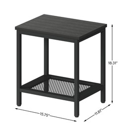 KAAPSAM Outdoor Side Table with Storage, 2-Tier Patio End Tables Weather Resistant, Black Outdoor Accent Table,Small Side Table for Pool, Deck, Garden
