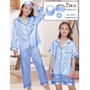 SEALINF Girl Silky Satin Pajamas Set 7 Piece kids Button