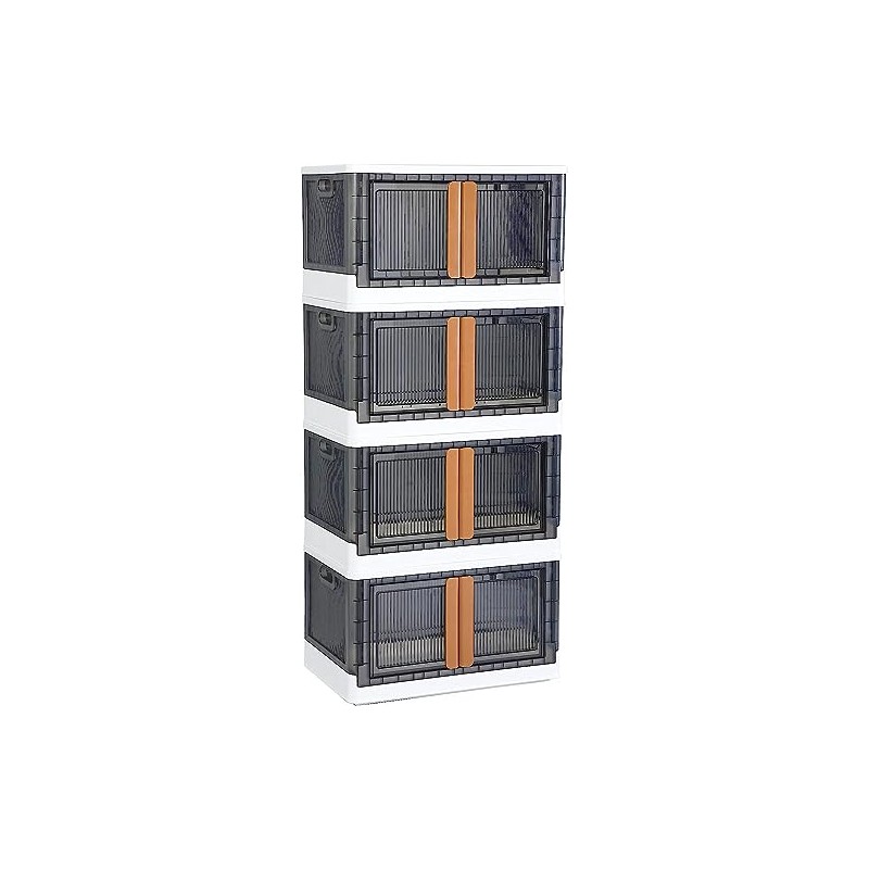 SIRIRIC Plastic Storage Bins,4 Packs Closet Organizers, Collapsible Bins with