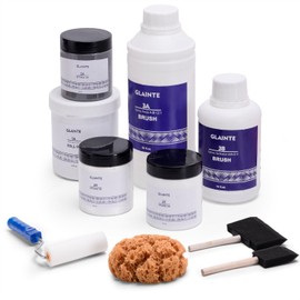 GLAINTE Epoxy Countertop Paint Kit - Granite Counter Top Refinishing Paint Kit for Kitchen Bathroom Epoxy Resin Topcoat for Marble Granite Formica Laminate Ceramic Tile, White