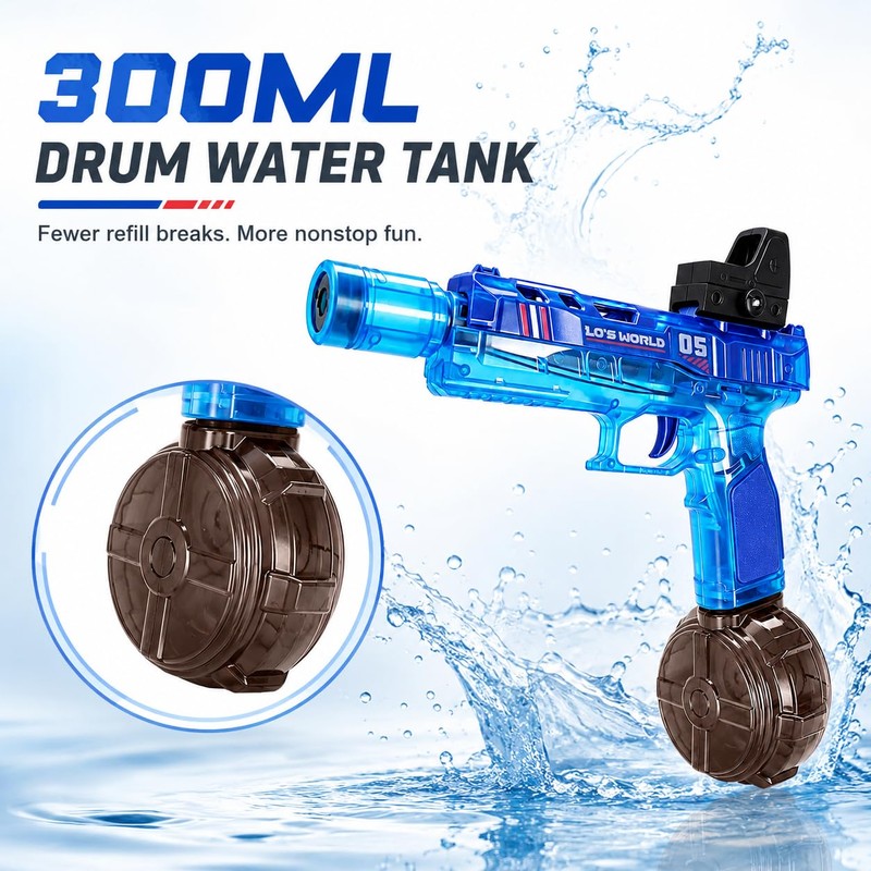 Hawdinoo Electric Water Gun Pistol with LED Lights, Sound Effects,