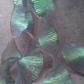 Iridescent Chiffon Lace Trim & Ruffle Fabric Trim– Mermaid Style Elegant Organza Gown, Shimmery Jellyfish Tentacles Ribbon (Iridescent Green)