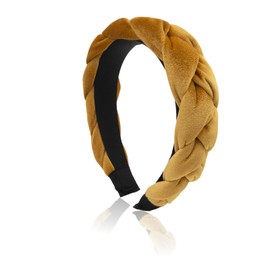 Dresyu Braided Headbands Velvet Headband for Women Soft Twisted Hair Hoop Non-Slip Wide Padded Hairband for Makeup, Washing Face, Daily Wear