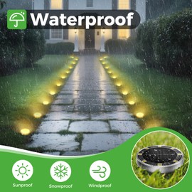 nipify 4 Pack Solar Lights Outdoor Garden, Solar Ground Light, Waterproof Disk Lights for Pathway, Patio, Yard, Lawn, Landscape (Warm White)