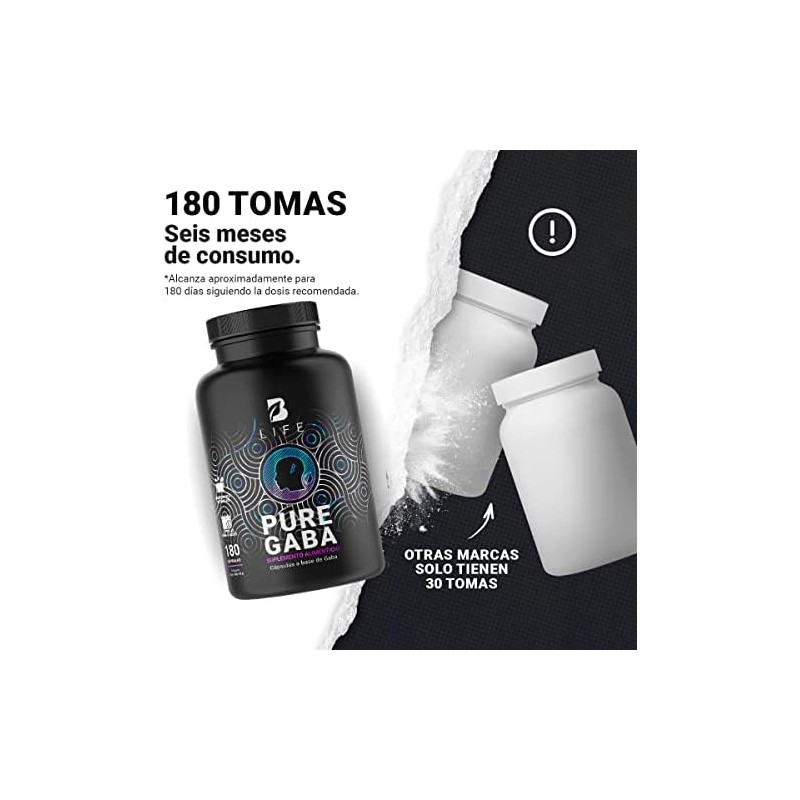 B Life Gaba Puro con 180 Cápsulas Ácido Gamma Aminobutírico