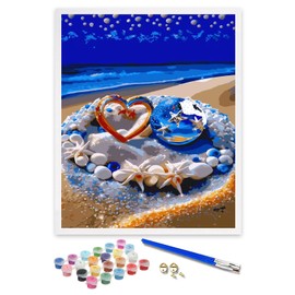 ifymei Paint by Numbers for Adults, DIY Gift Art Kits with Brush and Acrylic Pigment, 40 x 50 cm Beach View Drawing Painting [Without Frame]