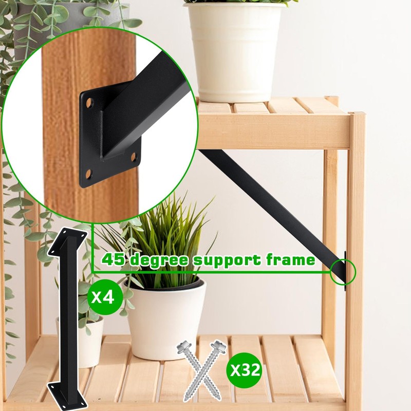 ITULCYO 4PC 45°Degree Angle Support Bracket Kit，Pergola Support Bracket Inside