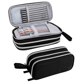 Estuche para Lapices de Gran Capacidad, SHANDABULIU Estuche Lapicera Multifuncional con Tres Cremalleras, Estuche para Lapiceras Organizadoras Portátil, para Una Amplia Gama de Aplicaciones (Negro)