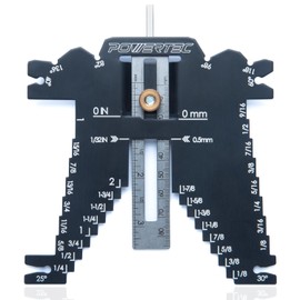 POWERTEC Universal 5-in-1 Step Depth Gauge for Measuring Chisel Angles, Drill Points, and Setting Router Bit, Saw Blade Heights – Compatible with Table Saw and Router Table – Woodworking Tools (80023)