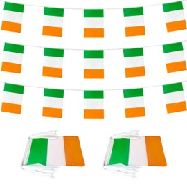 LoveVC 2 Packs 8×12 Inch Ireland Flag Banner String Irish Flags Small Mini Hanging Bunting Banner Decorations,70 Feet 40 Flags