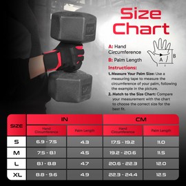 PhysFlex Workout Gloves for Men & Women - Weight Lifting & Gym Gloves with Enhanced Grip, Wrist Support & Palm Protection - Fitness Gloves for Training, Crossfit, Cycling & Exercise (Red, Large)