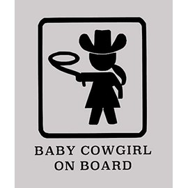 Baby Cowgirl On Board CCI Decal Vinyl Sticker|Cars Trucks Vans Walls Laptop|Black |5.5 x 4.5 in|CCI1971