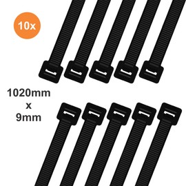 Heavy Duty 40 Inch Cable Zip Ties, Strong Extra Large Zip Tie Set for Indoor and Outdoor, Reliable Long Cord Tie Wraps, 0.36 Inch Wide, Industrial Wire Straps, Black, 10 pieces