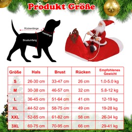Mfsdai Dog Christmas Costume, Santa Riding Clothing, Dog Costume, Dog Jumper Coat, Christmas Red for Small, Medium, Large Dogs, Cats, S