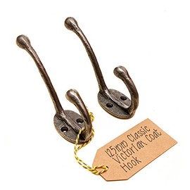 Triskelion 125mm Riven Cast Antique Iron VICTORIAN Coat Hook - Pack of 2 (AIVCH125)