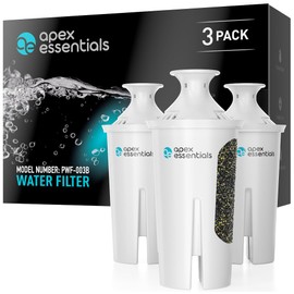 Apex Essentials NSF Certified Pitcher Compatible with Brita® Classic 35557, OB03, Mavea® 107007, Grand, Lake, Capri, Wave and More. Pitchers and Dispensers, 3 Pack