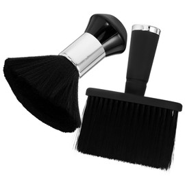 2Pcs Barber Brush Neck Duster Set - Soft Hair Cutting Brush for Loose Hair Removal, Ergonomic Handle, Ideal for Home and Professional Use (Black)