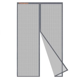 Risareyi Fiberglass Magnetic Screen Door Actual Size 34"x75", Grey Bugs Net Thicker Mesh Curtain Screen with Magnets Heavy Duty for Front Door, Keep Bugs Out, Full Frame Hook & Loop
