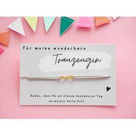 EDELSCHNITTE Bracelet "Maid of Honour" Eternity 925 Silver/Gold-Plated/Grey/Infinity/Maid of Honour Questions/Wedding/Gift, Silver / nylon