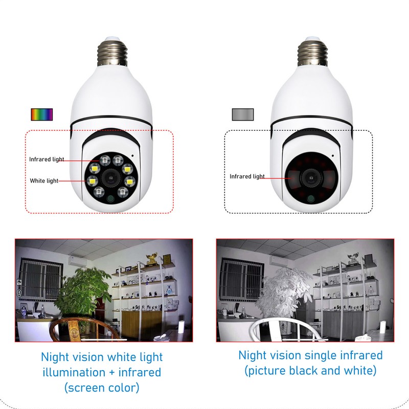 Surveillance Camera 3MP Wireless WIFI Remote Control Outdoor E27 Bulb